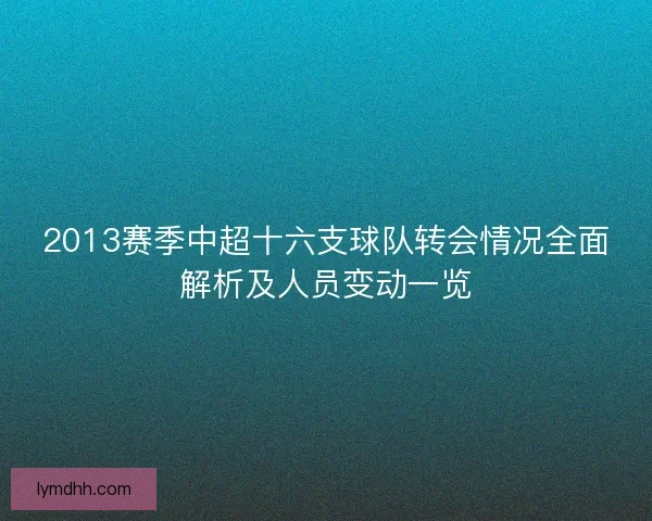 2013赛季中超十六支球队转会情况全面解析及人员变动一览