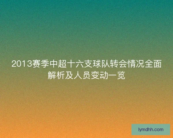 2013赛季中超十六支球队转会情况全面解析及人员变动一览